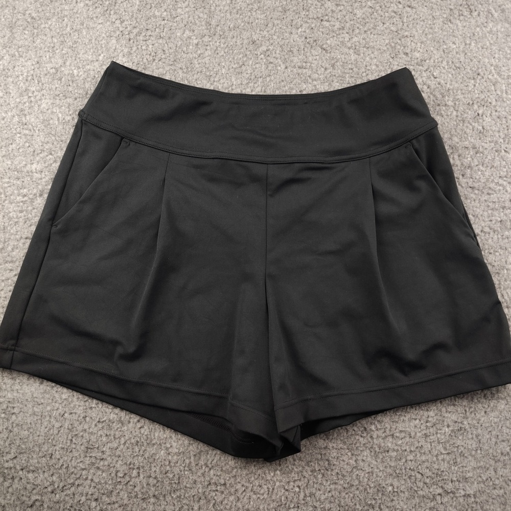 Halara Shorts Sz Large Pleated High Waisted Pockets Black EUC